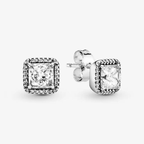 Pandora Square Sparkle Halo Stud Earrings - Picture 1 of 10